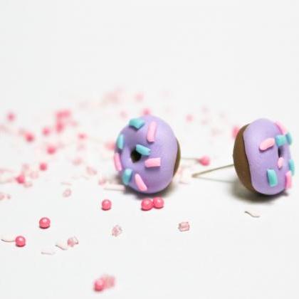 Mini Handmade Donut Stud Earrings, Polymer Clay,..