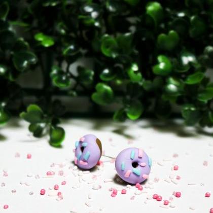 Mini Handmade Donut Stud Earrings, Polymer Clay,..