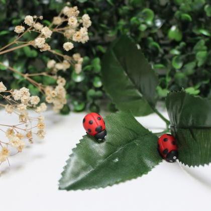 Ladybug Stud Earrings, 2 Sizes, Handmade Polymer..