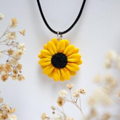 Handmade Sunflower Pendant, 2 Sizes, Polymer Clay..