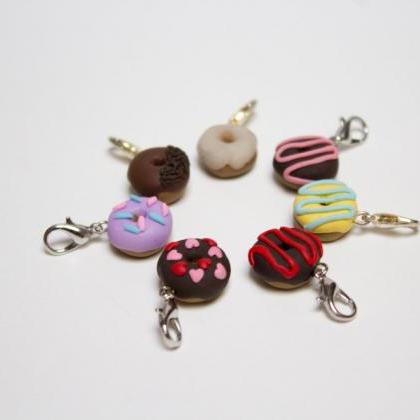 Miniature Handmade Donut Charm, Varying Colours,..
