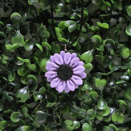 Purple Daisy Pendant, Handmade Polymer Clay..