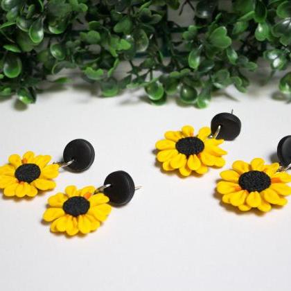 Polymer Clay Sunflower Dangles, Stud Tops,..