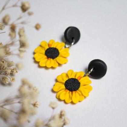 Polymer Clay Sunflower Dangles, Stud Tops,..
