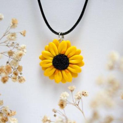 Handmade Sunflower Pendant, 2 Sizes, Polymer Clay Sunflower Necklace, Gift For Her, Bright, Unique, Bridesmaids Gift, Made in Australia Gift