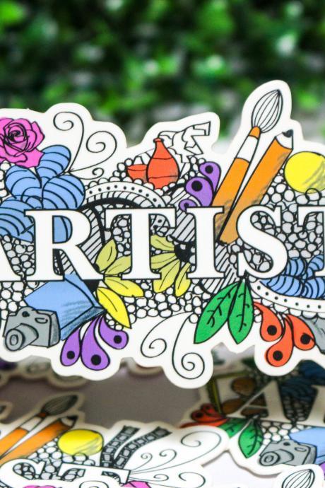 Artist vinyl sticker, hand drawn, laptop decal, painting, drawing, sculpture, photography, gift for her, gifts for artists, Australia