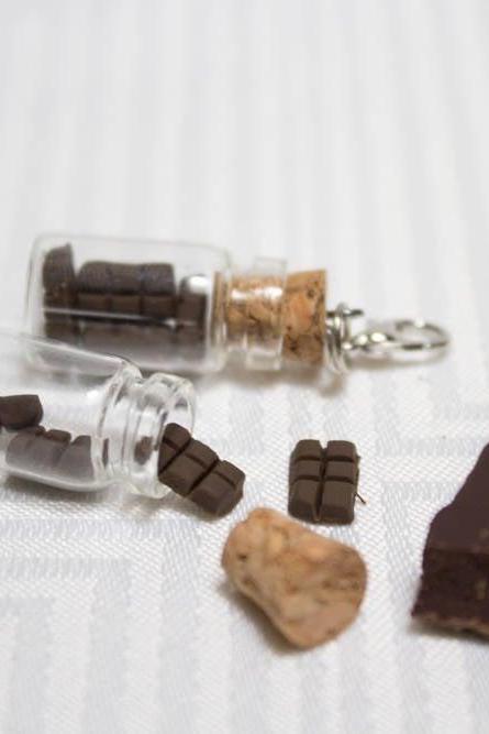 Miniature Chocolate Bottle Charm, Handmade Polymer Clay Chocolate Blocks, Easter Gift, Miniature, Cute Tiny Corked Bottle, Made in Australia