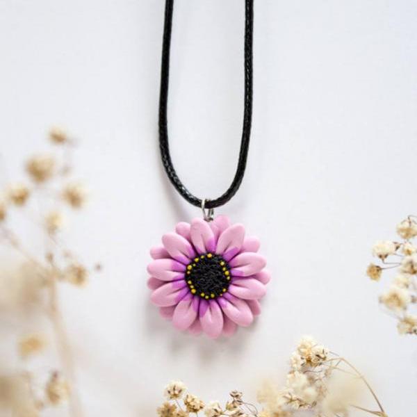 Pink Daisy Pendant, Handmade Polymer Clay Necklace Charm, Made in Australia, Gift for Her, Flower Jewellery, Handmade Jewelry, Birthday